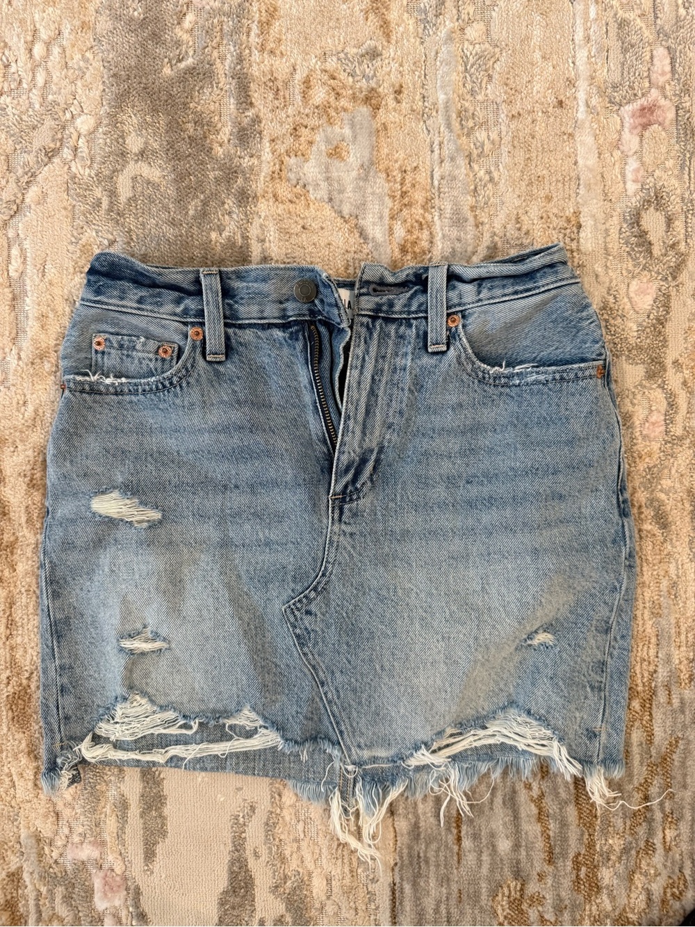 pistola light blue distressed denim mini skirt